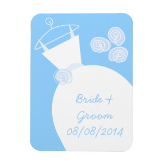 Wedding Gown Blue "Names and Date"-koelkast magnee Magneet