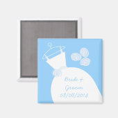 Wedding Gown Blue 'Names and Date' Magneet (Voorkant / Achterkant)