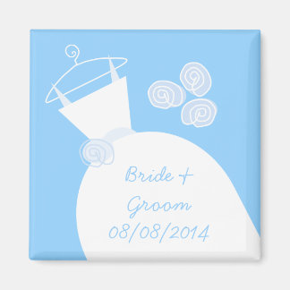 Wedding Gown Blue 'Names and Date' Magneet