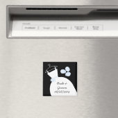 Wedding Gown Blue 'Names and Date' zwart Magneet (Insitu (Vaatwasser))