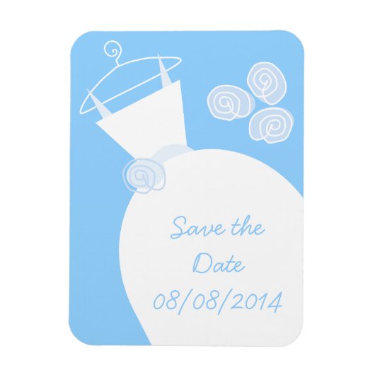 Wedding Gown Blue 'Save the Date' Magneet (Verticaal)