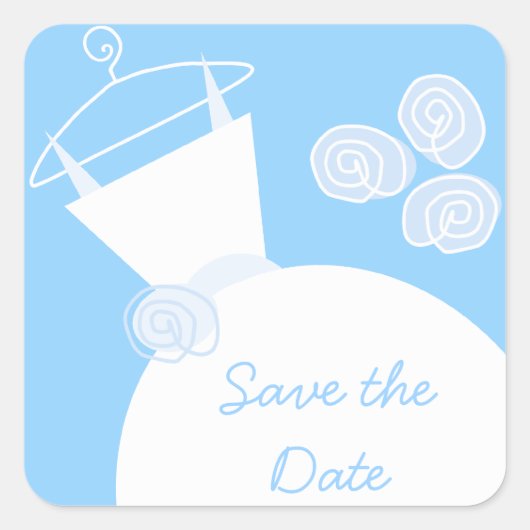 Wedding Gown Blue 'Save the Date' sticker vierkant (Voorkant)