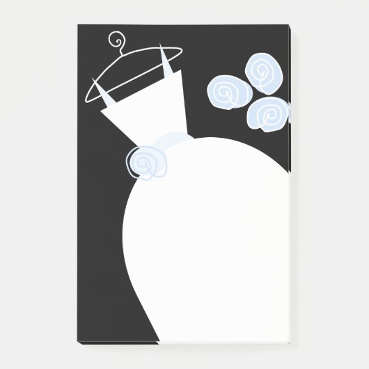 Wedding Gown Blue, verticaal zwart, briefje Post-it® Notes (Voorkant)
