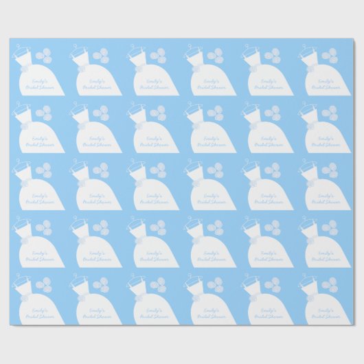 Wedding Gown Blue Vrijgezellenfeest inpakpapier (Vlak)