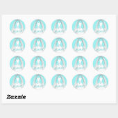 Wedding Gown en Veil Aqua en White Ronde Sticker (Vel)
