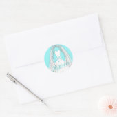 Wedding Gown en Veil Aqua en White Ronde Sticker (Envelop)