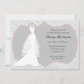 Wedding Gown, Grey, Peach Shower Invitation Kaart (Voorkant)