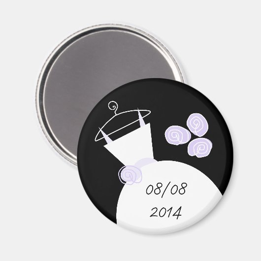 Wedding Gown Paars 'Date fridge magnet black (Voorkant / Achterkant)