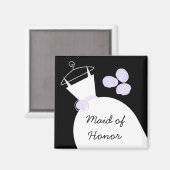 Wedding Gown Paars 'Maid of Honor' zwart Magneet (Voorkant / Achterkant)