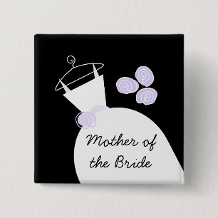 Wedding Gown Paars "Moeder van de Bride" zwart Vierkante Button 5,1 Cm