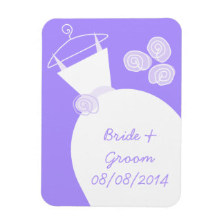Wedding Gown Paars "Names and Date" Magneet