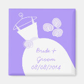 Wedding Gown Paars "Names and Date" Magneet (Voorkant)
