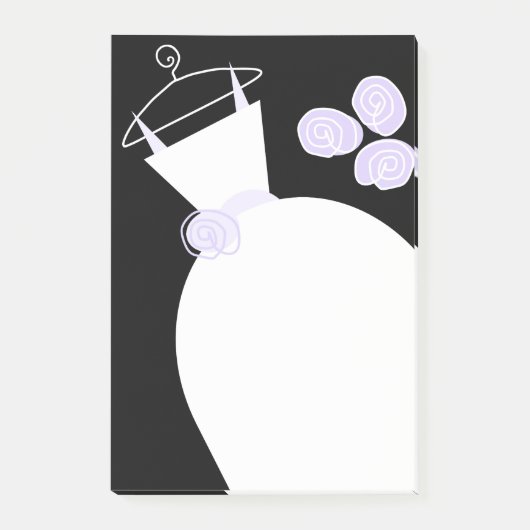 Wedding Gown Paars verticaal zwart briefje Post-it® Notes (Voorkant)