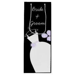 Wedding Gown Paarse Bride en Groom zwarte wijn Cadeautas