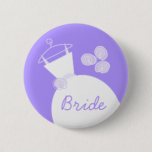 Wedding Gown Paarse 'Bride'-knop Ronde Button 5,7 Cm