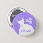 Wedding Gown Paarse 'Bride'-knop Ronde Button 5,7 Cm (Voorkant /achterkant)