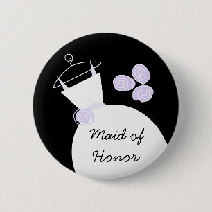 Wedding Gown Paarse 'Maid of Honor' knop zwart Ronde Button 5,7 Cm