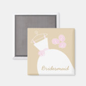 Wedding Gown Pink Beige "Bridesmaid" Magnet (Voorkant / Achterkant)