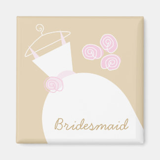 Wedding Gown Pink Beige "Bridesmaid" Magnet