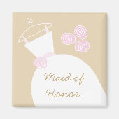 Wedding Gown Pink Beige 'Maid of Honor' Magneet (Voorkant)