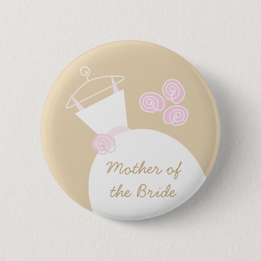 Wedding Gown Pink Beige "Moeder van de Bride" Ronde Button 5,7 Cm (Voorkant)