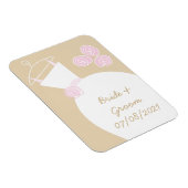 Wedding Gown Pink Beige "Names and Date" Magnet Magneet (Rechterzijde)