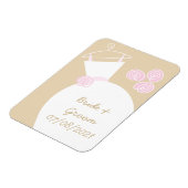 Wedding Gown Pink Beige "Names and Date" Magnet Magneet (Linkerzijde)