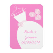 Wedding Gown Pink "Names and Date" Magneet (Verticaal)