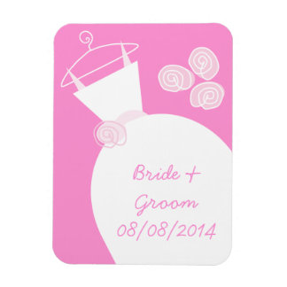Wedding Gown Pink "Names and Date" Magneet