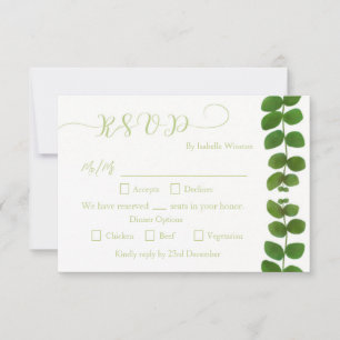 Wedding Green Chic RSVP Respons Kaartje