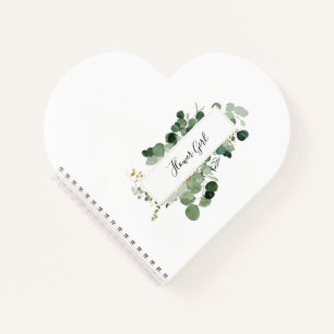 Wedding Greenery BLOEMENMEISJE Modern White Heart Notitieboek