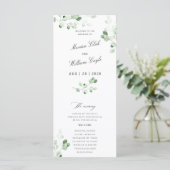 Wedding Greenery Botanical Floral Programme Programmakaart (Staand voorkant)