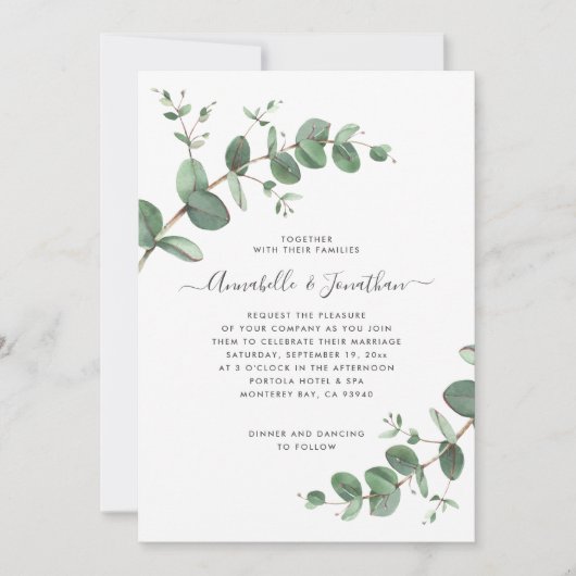 Wedding greenery Eucalyptus botanical modern Kaart (Voorkant)