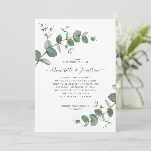 Wedding greenery Eucalyptus botanical modern Kaart (Staand voorkant)