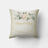 Wedding Greenery Leaves Pink Floral Gold Geometric Kussen (Achterkant)