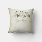 Wedding Greenery Leaves Pink Floral Gold Geometric Kussen (Voorkant)