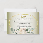 Wedding Greenery Leaves Pink Floral Gold Geometric RSVP Kaartje (Voorkant)