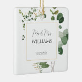 Wedding Greenery Paar FOTO Elegante Passen getrouw Keramisch Ornament (Rechts)