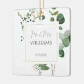Wedding Greenery Paar FOTO Elegante Passen getrouw Keramisch Ornament (Links)