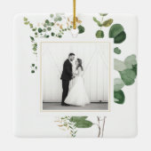 Wedding Greenery Paar FOTO Elegante Passen getrouw Keramisch Ornament (Achterkant)