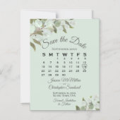 Wedding Greenery Save the Date Calendar Mint Sage Magnetische Uitnodiging (Voorkant)