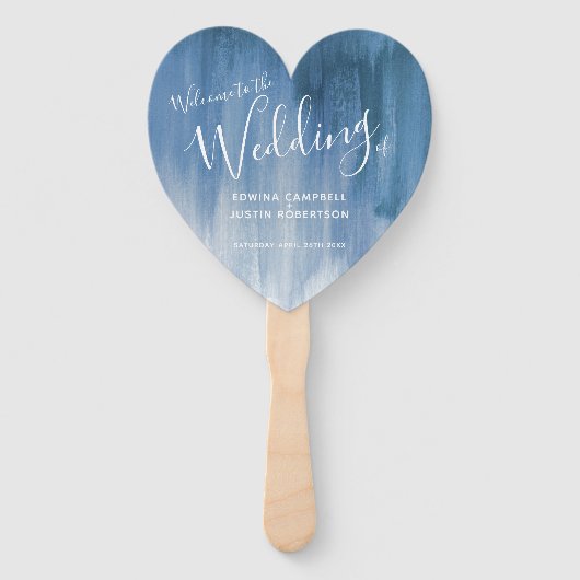 Wedding grijs blauw modern kunstprogramma ventilat handwaaier (Voorkant)