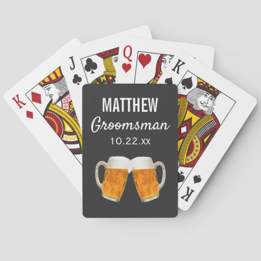 Wedding Groomsman Favor Beer Cheers Pokerkaarten (Achterkant)