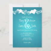 Wedding Grunge Hearts Turquoise Kaart (Voorkant)