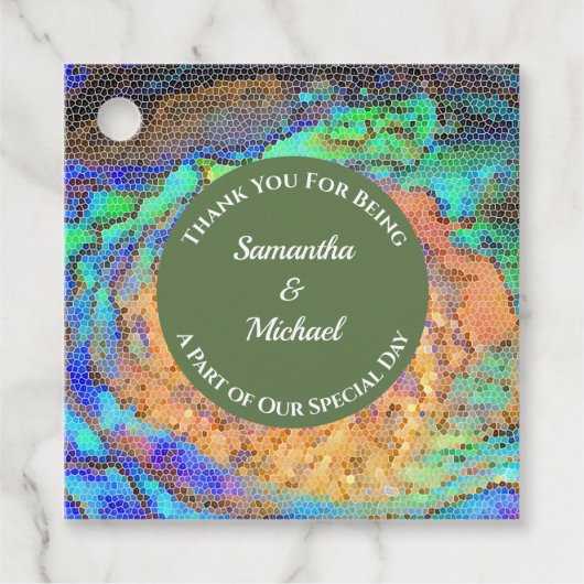 Wedding Guest Bedankt Mosaic Neon Bedankjes Labels (Voorkant)