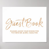 Wedding Guest Book 8x10 Stylish Roos Gold Sign Poster (Voorkant)
