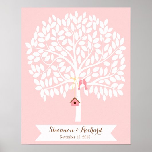 Wedding Guest Book Alternative Tree, 155 leaves Poster (Voorkant)