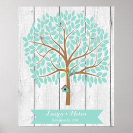 Wedding Guest Book Alternative Tree, 155 leaves Poster