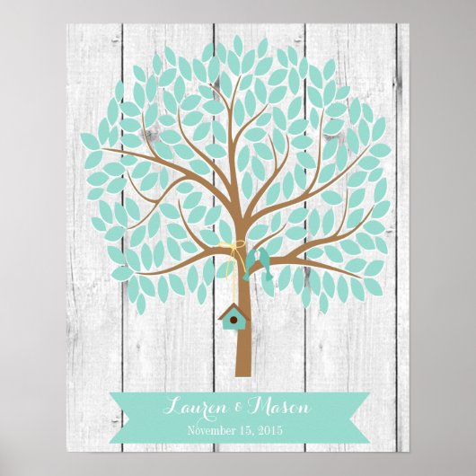 Wedding Guest Book Alternative Tree, 155 leaves Poster (Voorkant)