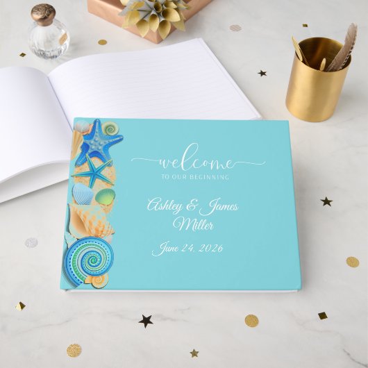 Wedding Guest Book-Beach Shells Gastenboek (Voorkant open)